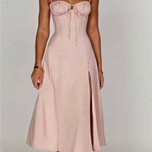 Chic Blush Strapless Maxi Dress